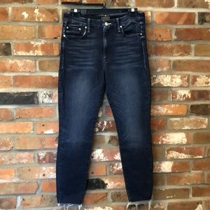 MOTHER High Waisted Looker Ankle Fray